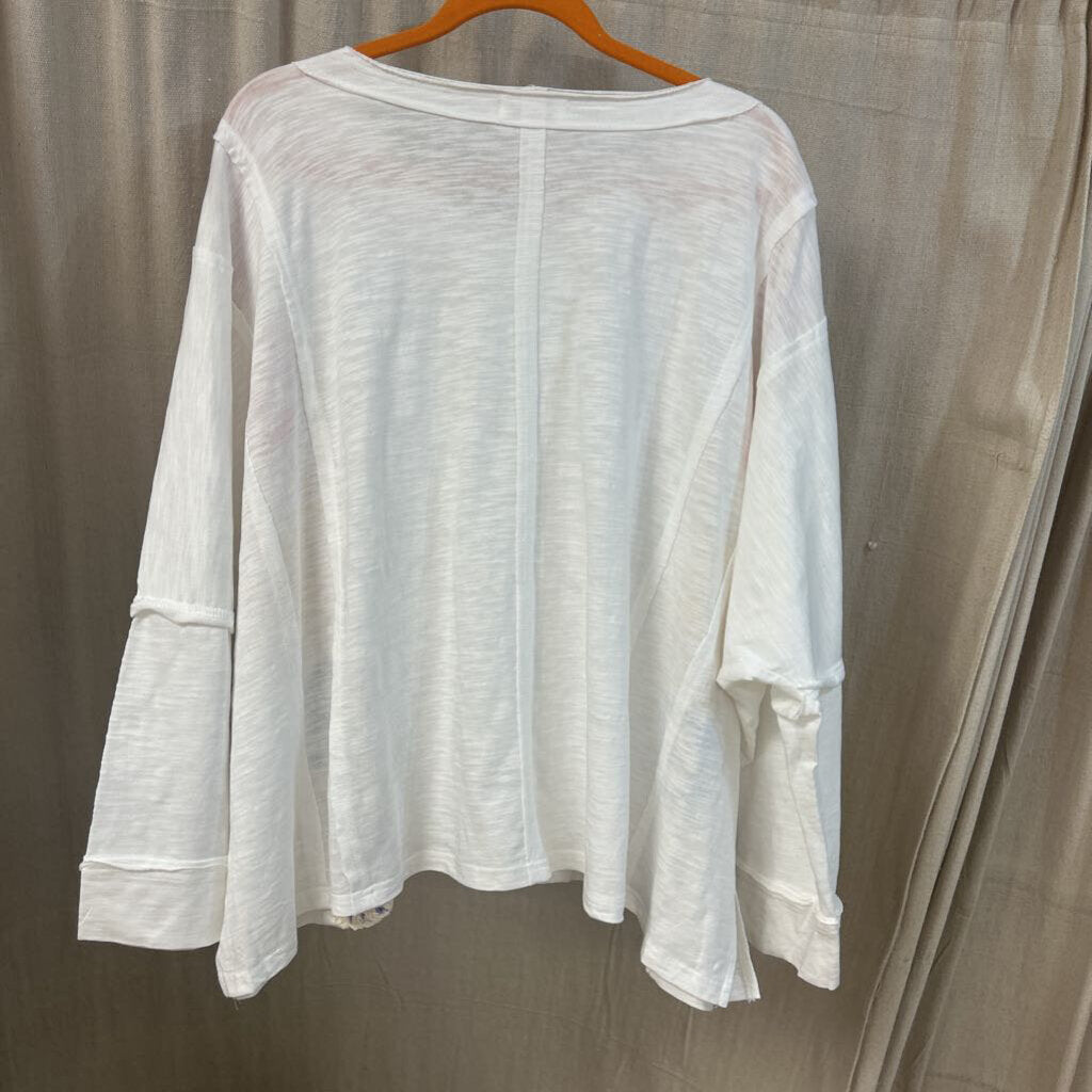 Mello, Top,Rainbrow Crochet Trim ,White,S