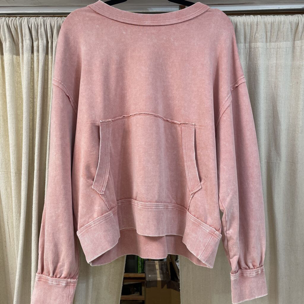 White Birch, Top,Terry Knit Pouch Crewneck