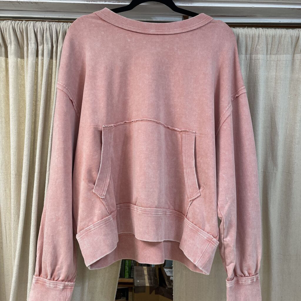 White Birch, Top,Terry Knit Pouch Crewneck