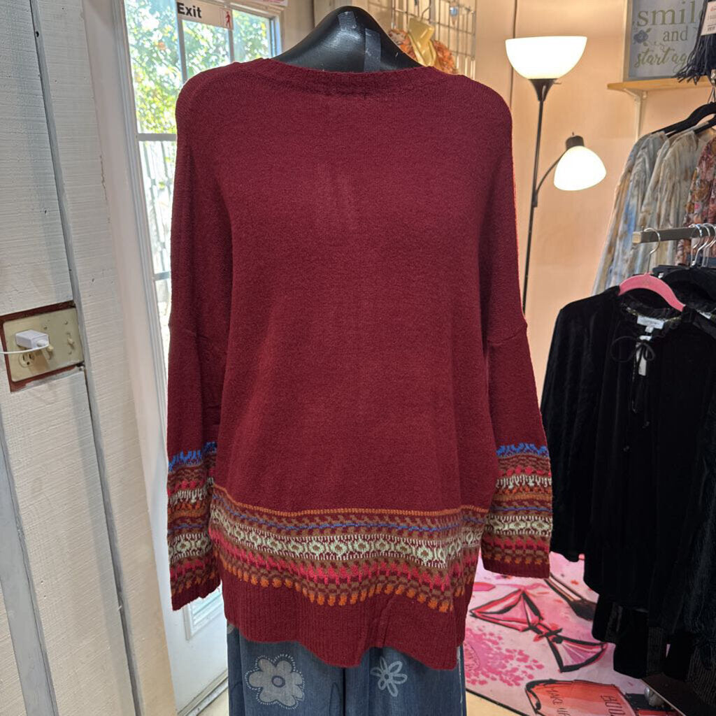 UMGEE, Top,Knit Top w/Stitching Detail,Plum,L