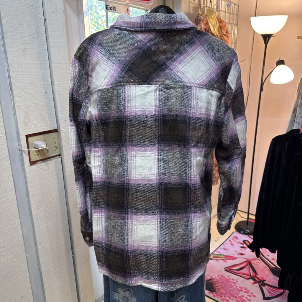 UMGEE, Jacket,Plaid Button Front,Violet,XL