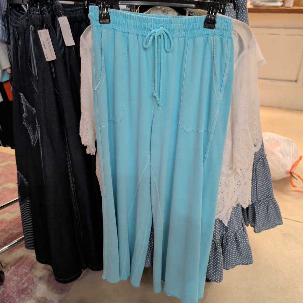 easel, Pants,Mineral Washed Terry Knit,Seafoam Blue,S