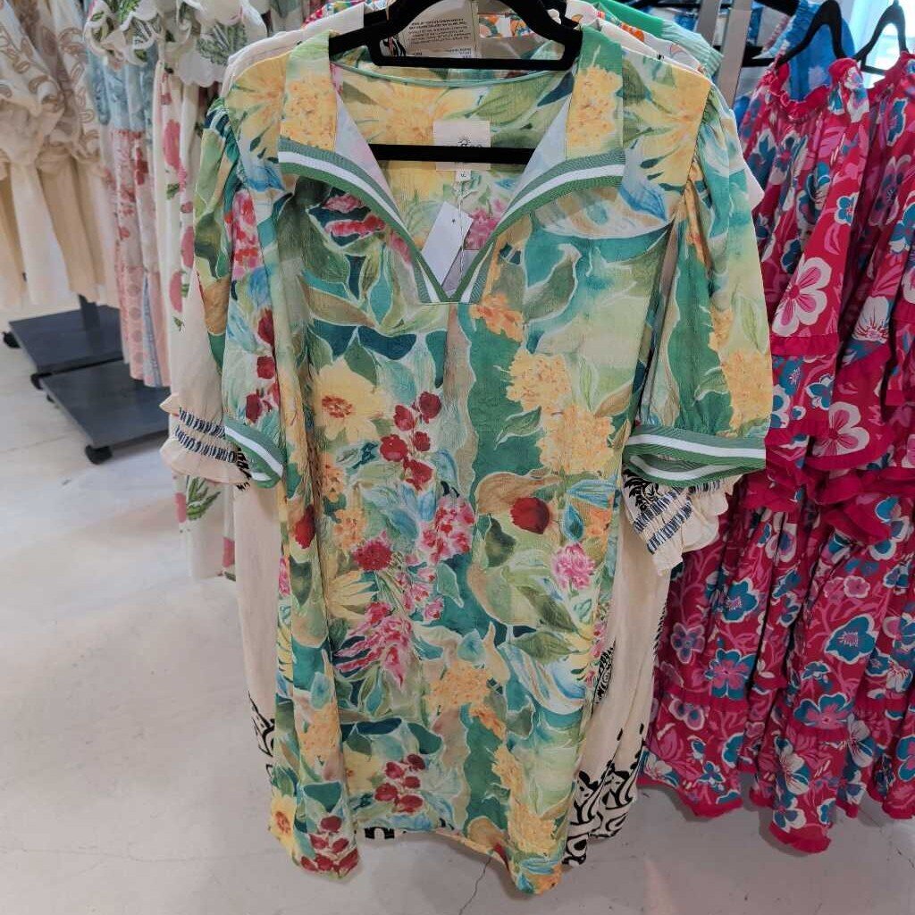 UMGEE, Dress,Jacquard Print Mini,Green Mix,1XL