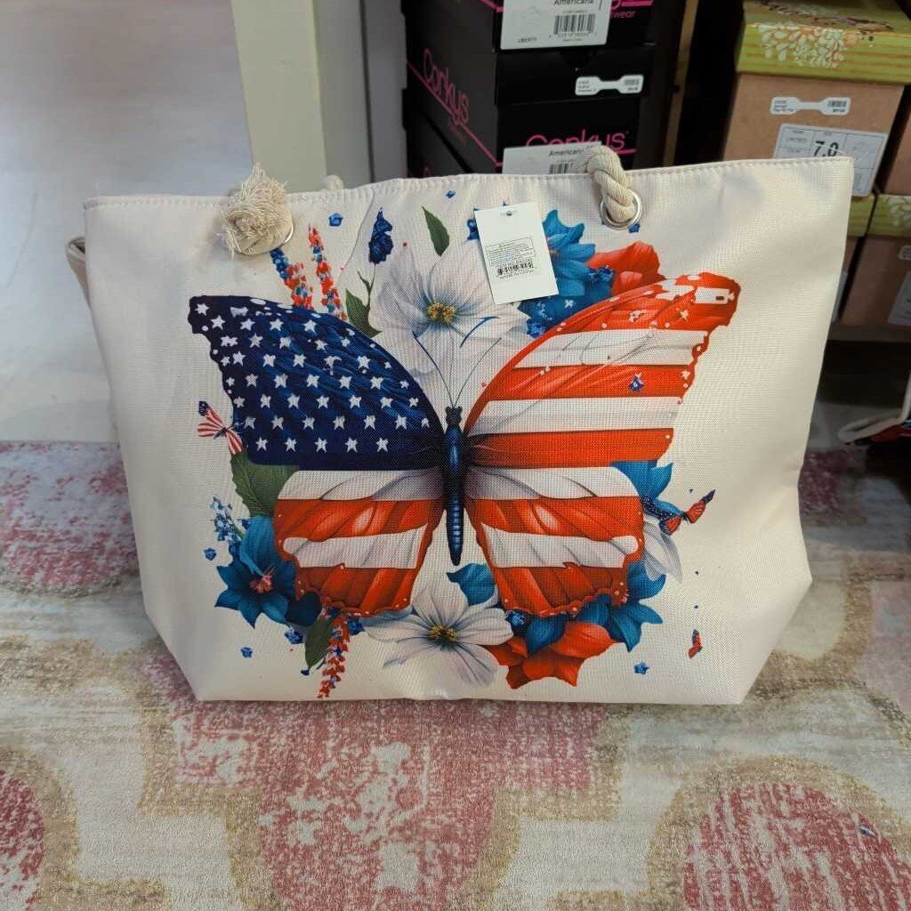 Faire, Bags,Flag Butterfly Tote Bag