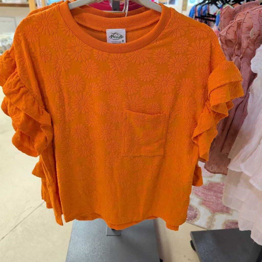 Very J, Set,Ruffle Trim Top & Short,Orange,S