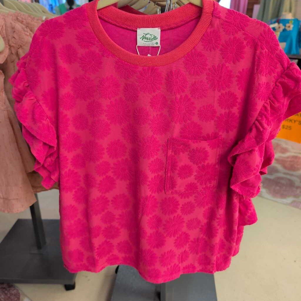 Very J, Set,Ruffle Trim Top & Short,Fuchsia,S