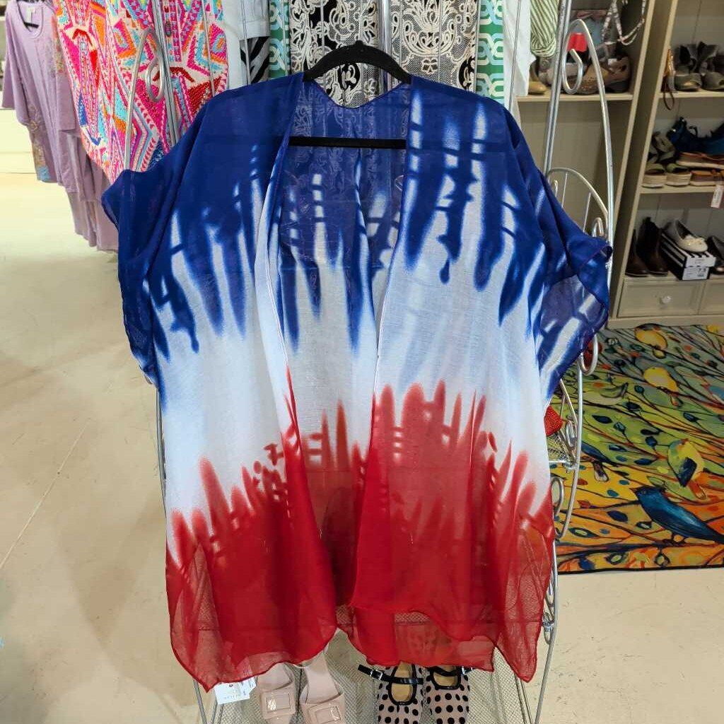 Hana, Top,Tie Dye Flag Kimono,Multi,OS