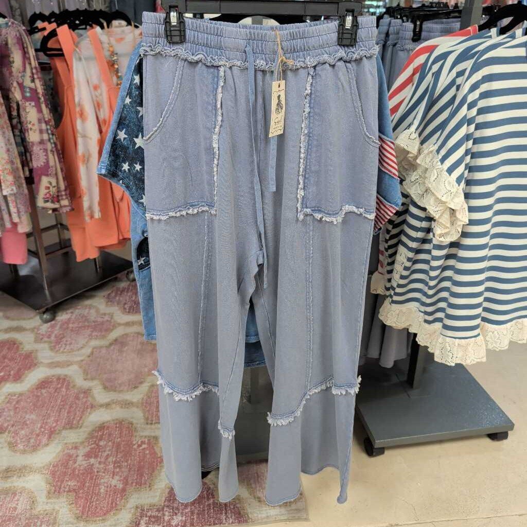 easel, Pants,Wide Leg Mineral Wash