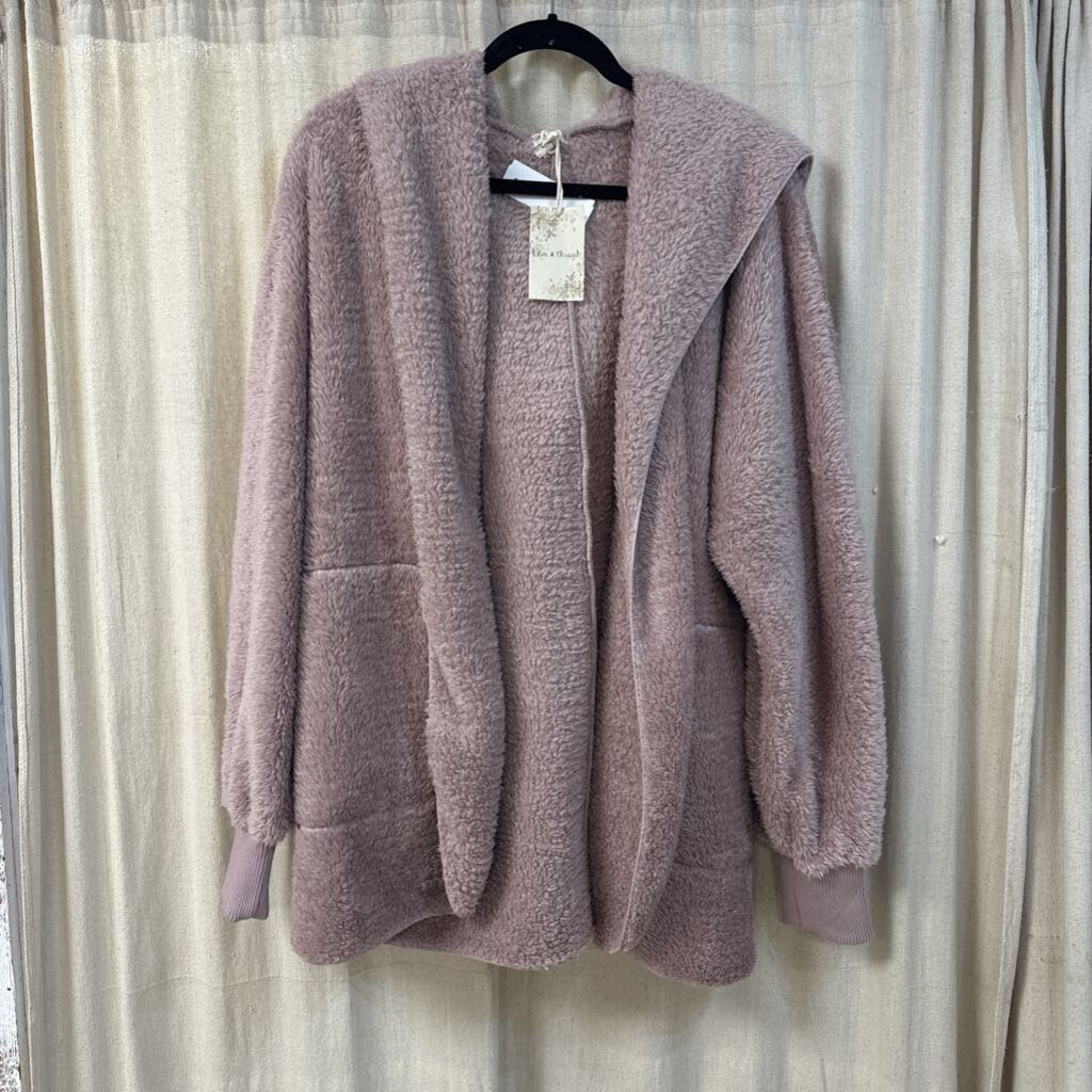 Hem & Thread, Outerwear,Fur Jacket w/Hood,Lilac,One Size