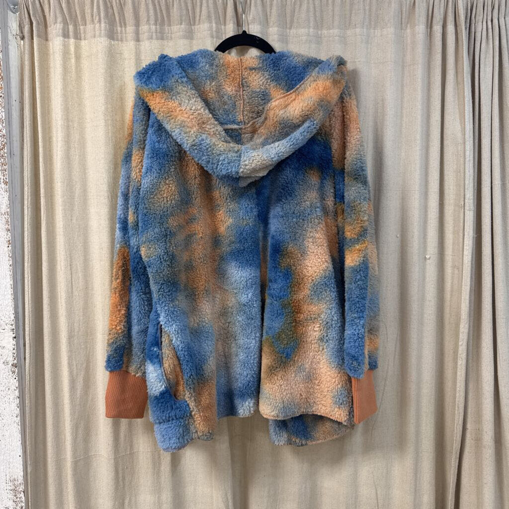 Hem & Thread, Outerwear,Fur Jacket w/Hood,Tye Dye,One Size