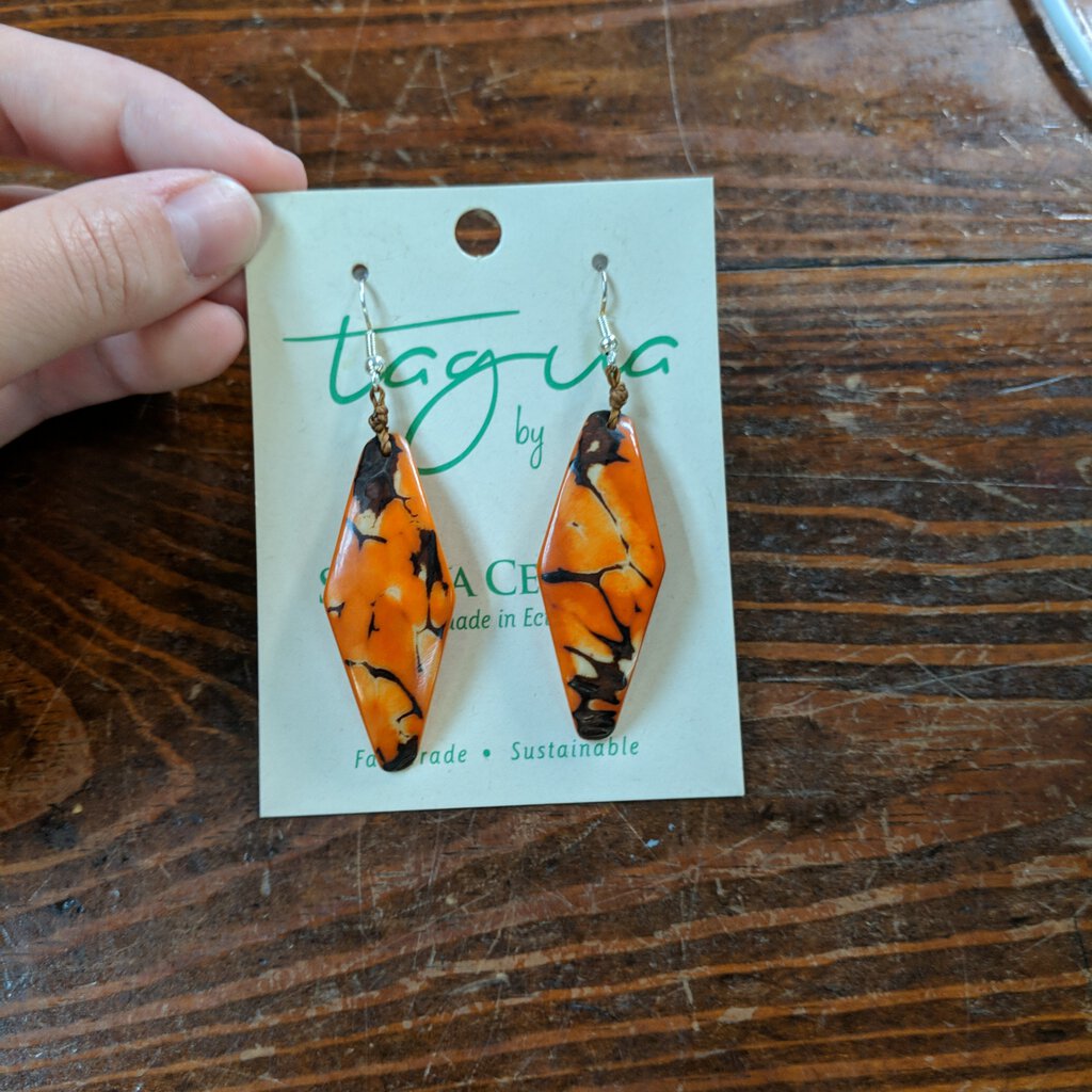 OTJ, Jewelry,Tagua Orange/Brown Earrings,ORANGE-Jewelry-OTJ-Scarlett's Boutique and Home