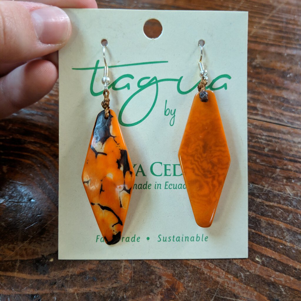 OTJ, Jewelry,Tagua Orange/Brown Earrings,ORANGE-Jewelry-OTJ-Scarlett's Boutique and Home