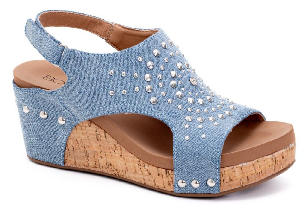 Corky's Footwear, Shoes,Docie Doe Denim & Stud Wedge,Blue,10