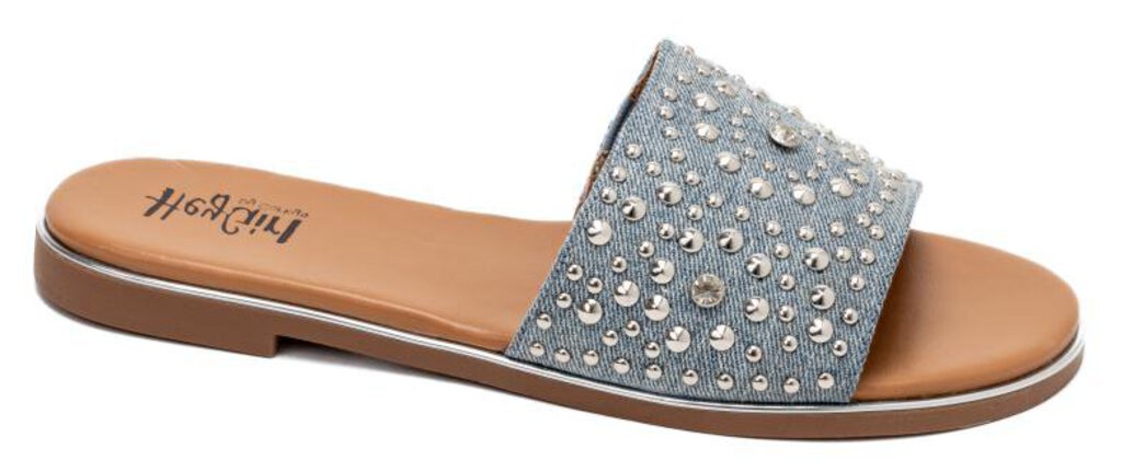 Corky's Footwear,women,Shoes,Bail Money Studded Flat Sandal,Denim,7