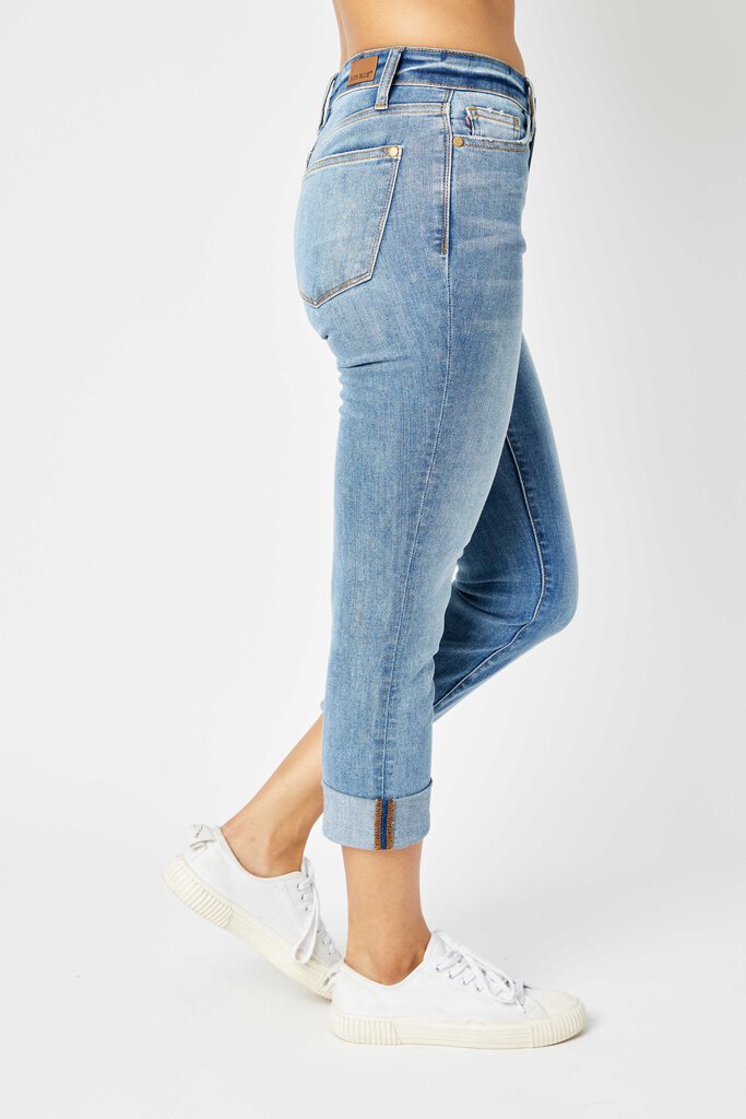 Judy Blue, Jeans,Mid Rise Cuffed Skinny Capri