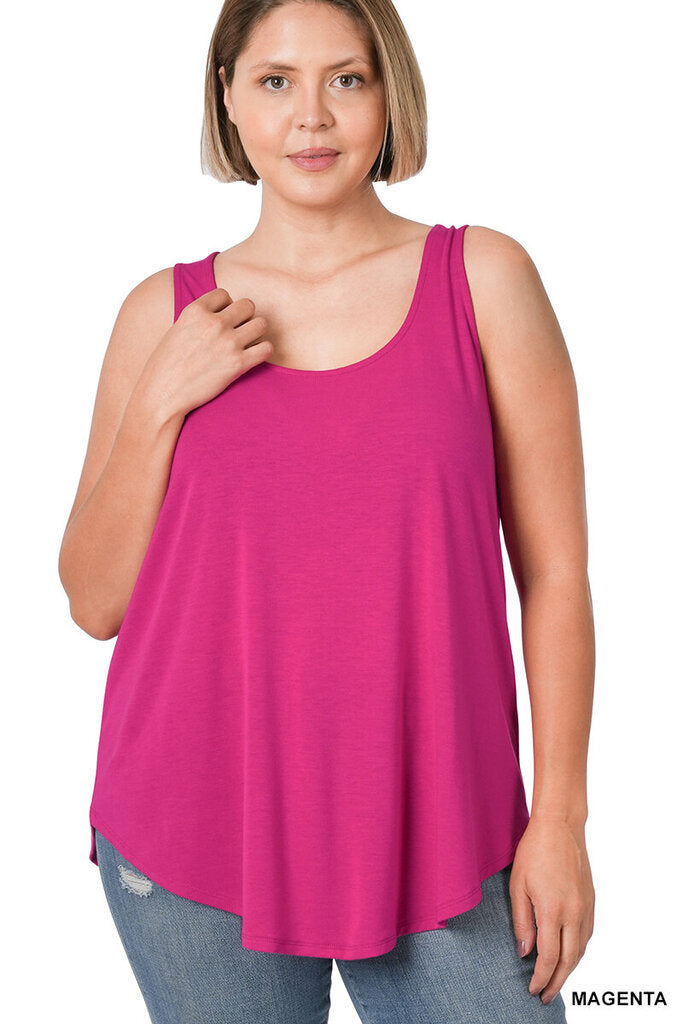 Zenana, Top,Relaxed Tank Top,Lavender,1X