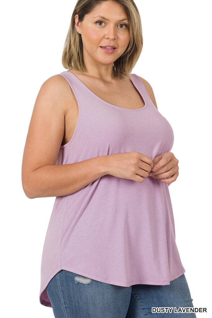 Zenana, Top,Relaxed Tank Top,Lavender,1X