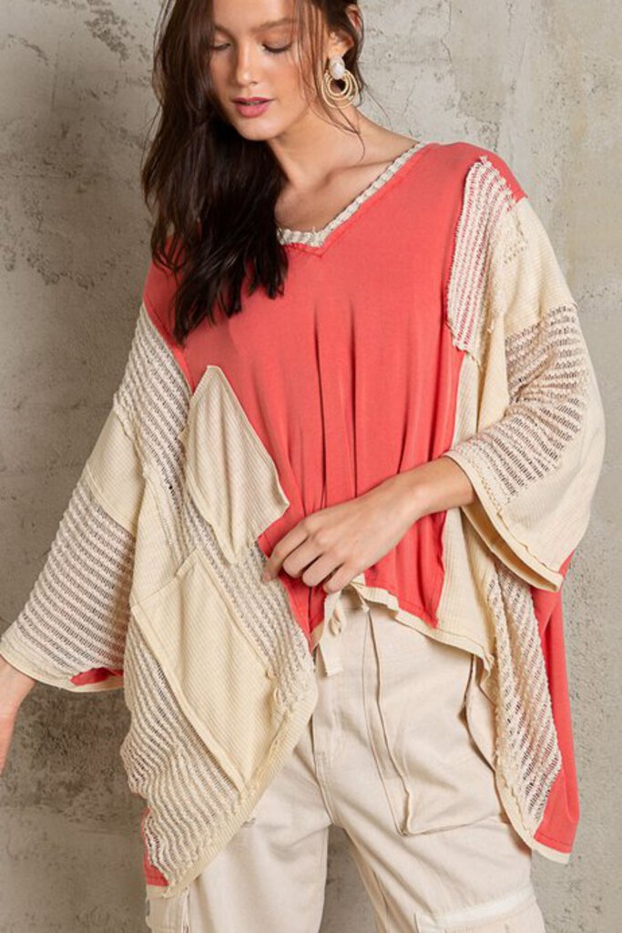 POL, Top,Oversize V-Neck Hi Low