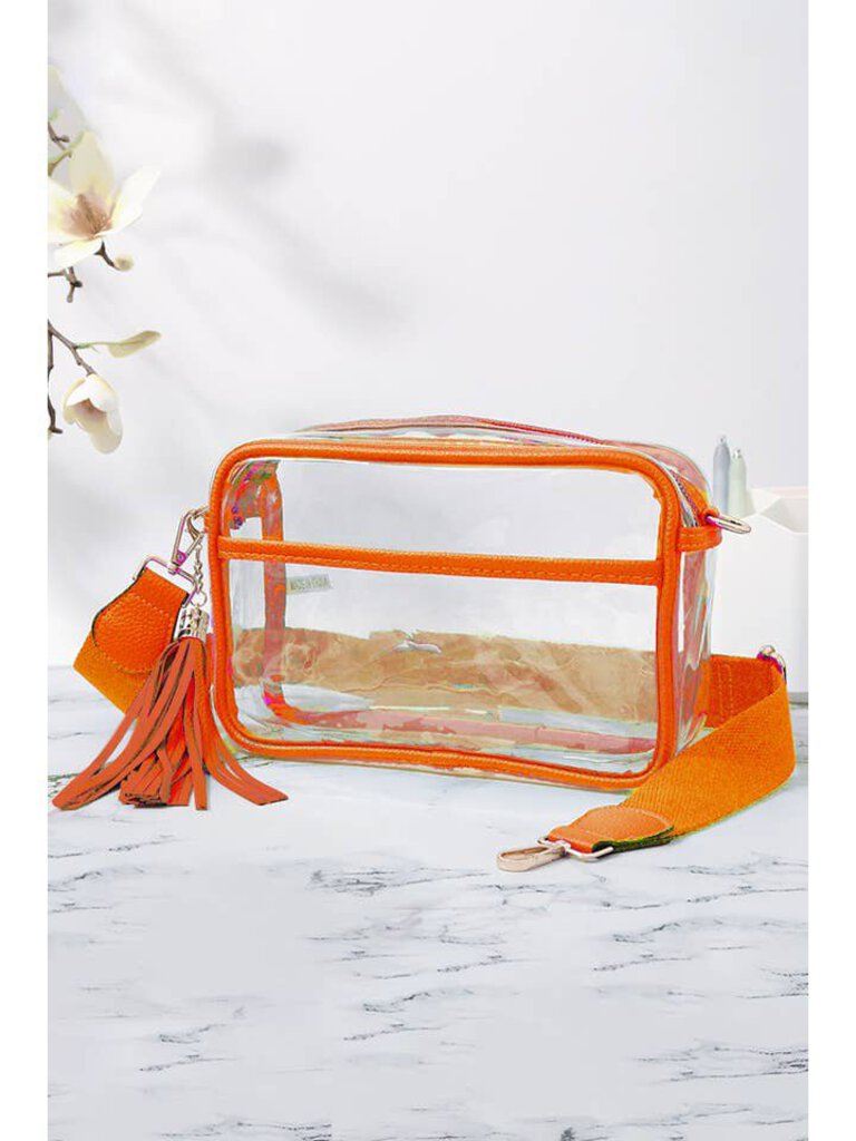 Hana, Bags,Clear Camera w/Tassel,Orange