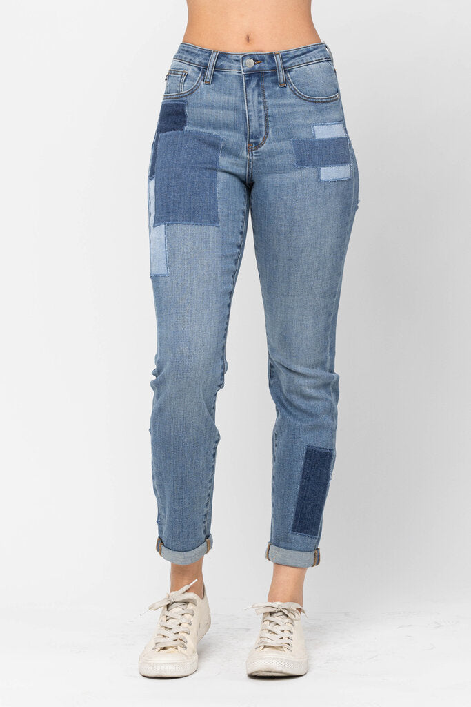 Judy Blue, Jeans,High Waist Patch Boyfriend