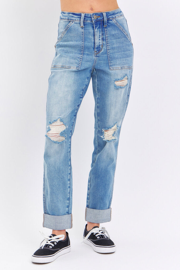 Judy Blue, Jeans,HW Patch Pocket Boyfriend