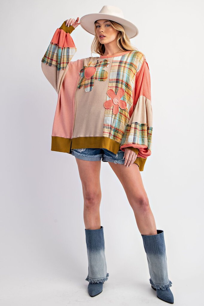 Easel LA, Top,Plaid Mix Thermal