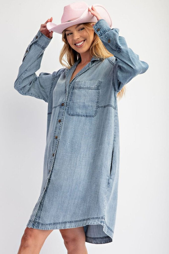 easel, Dress,Denim Shirtdress,Blue,S