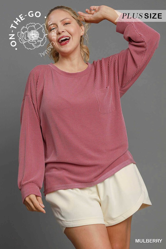 UMGEE, Top,Rib Knit Pocket