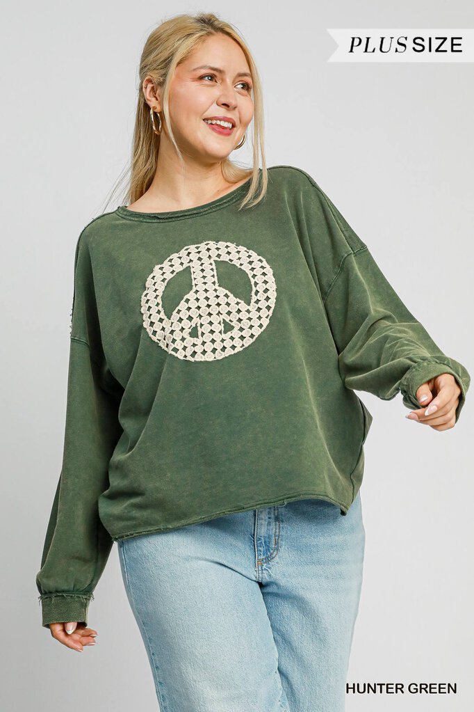 UMGEE, Top,Peace Patch Pullover,Green,XL