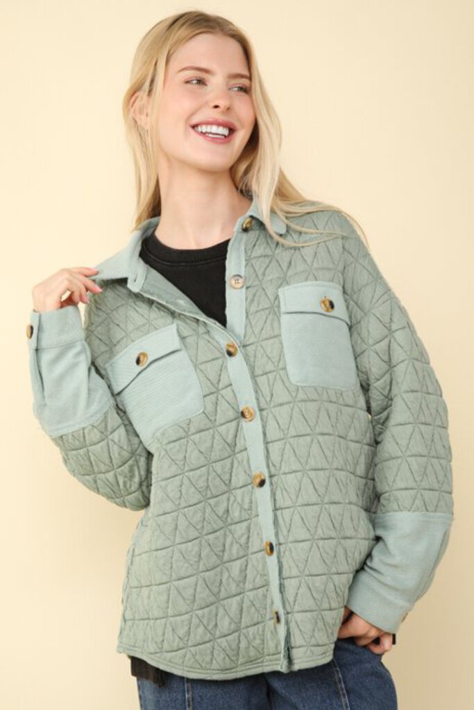 Very J, Top,Oversized Quilted Shacket