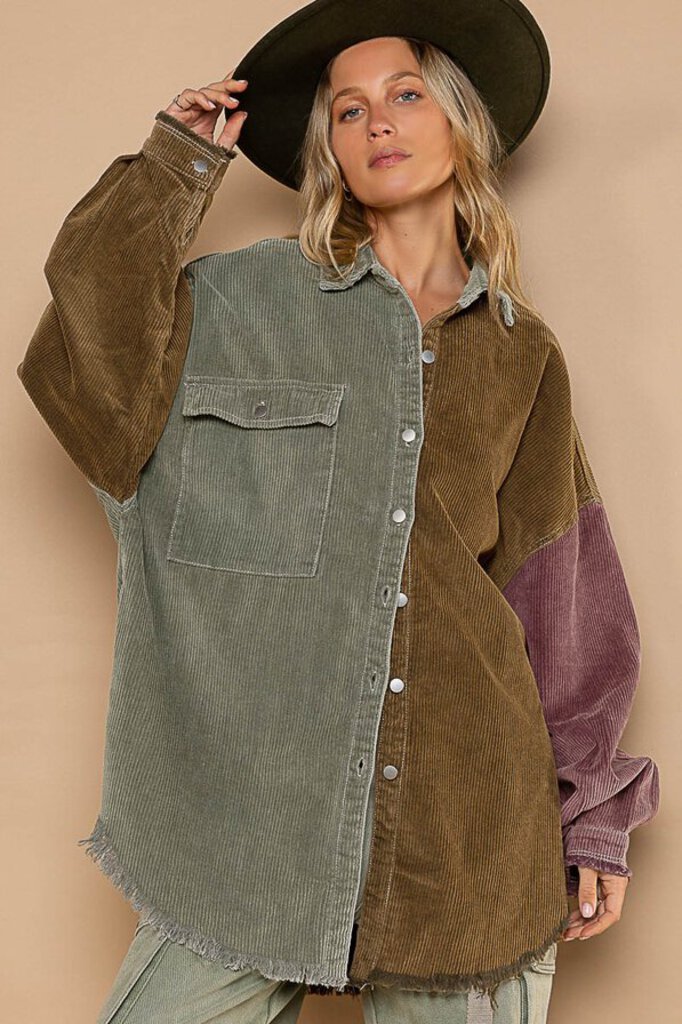 POL, Jacket,Oversized Corduroy Button Front