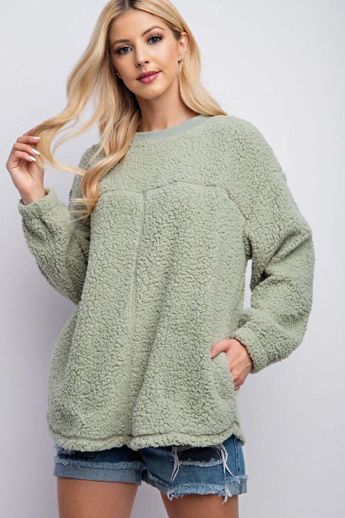 easel, Top,Oversized Sherpa Pullover