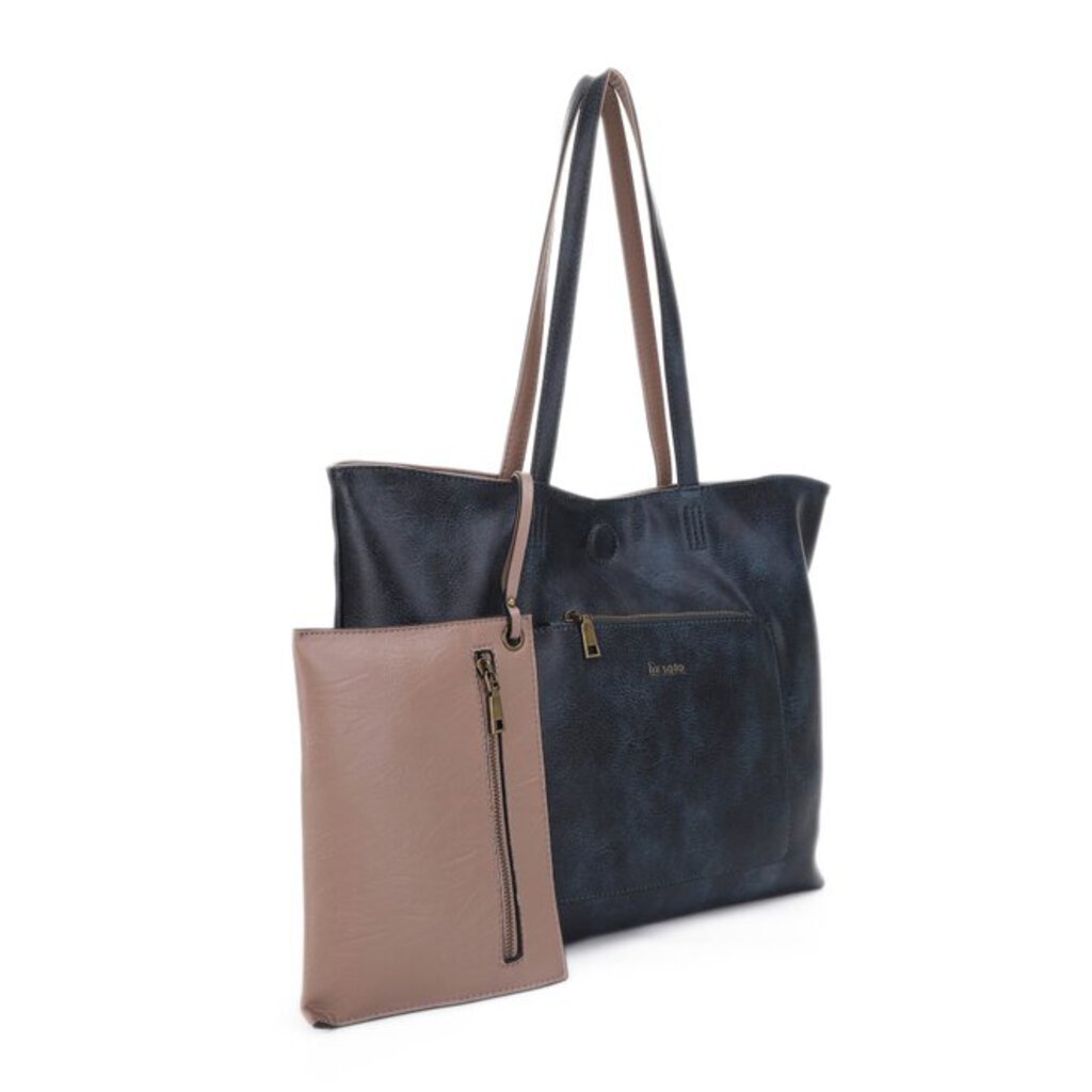 Liz Soto, Bags,Julie Reversible Tote,Blue Tan