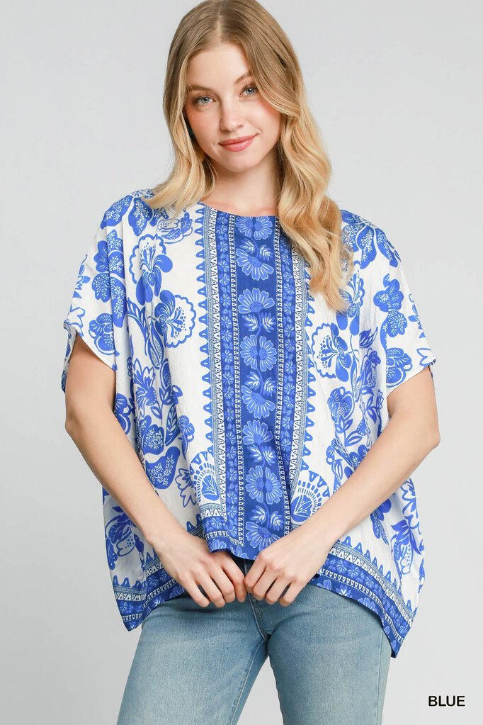 UMGEE, Top,Oversized Print Poncho Style