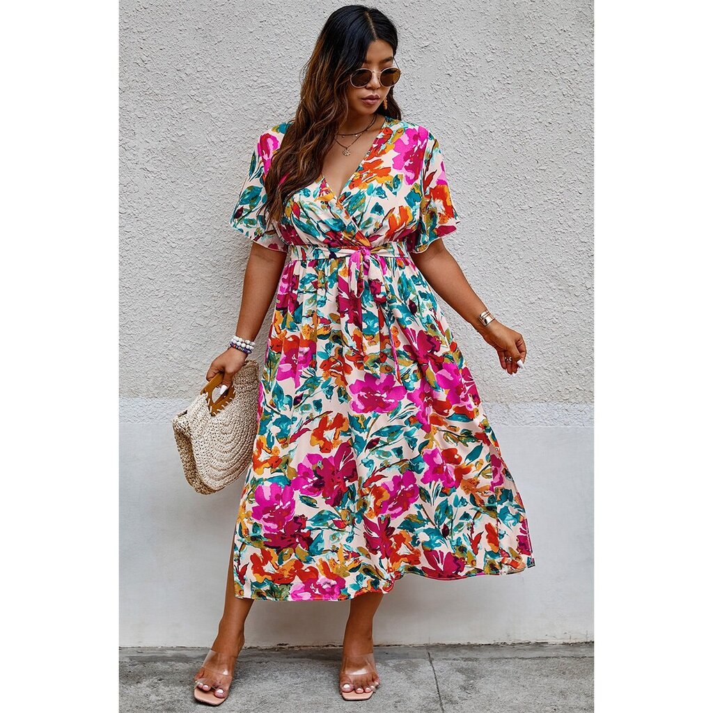 Supreme Fashion, Dress,Floral Surplice Belted