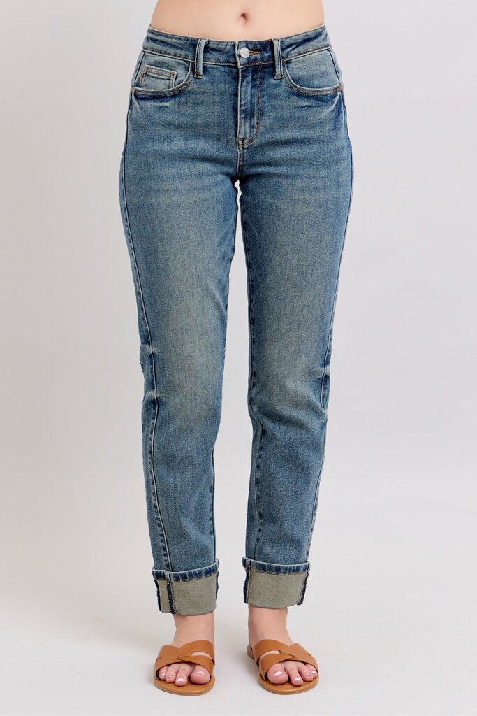Judy Blue, Jeans,Mid Rise Vtg Side Panel Roll Cuff