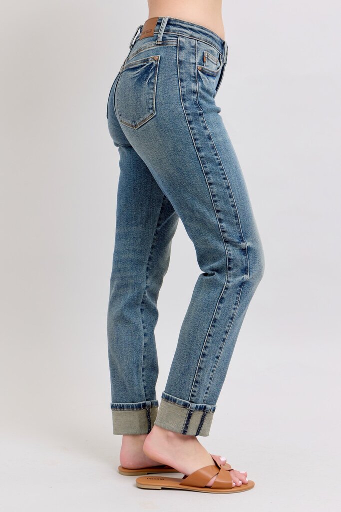 Judy Blue, Jeans,Mid Rise Vtg Side Panel Roll Cuff
