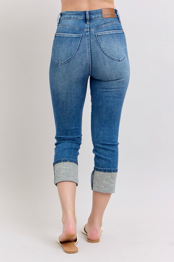 Judy Blue, Jeans,HW TC Cuffed Capri,Blue,22W