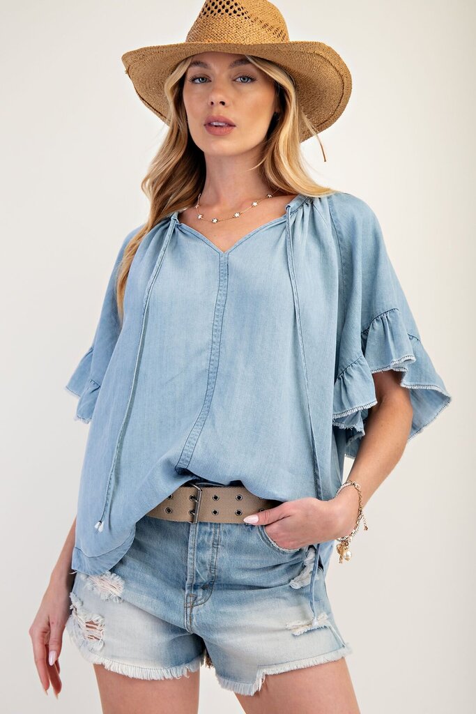 easel, Top,Wing Sleeve Chambray