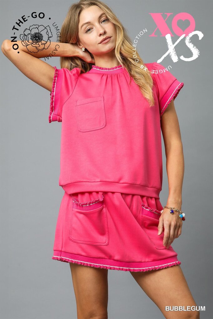 UMGEE, Top,Ruffle Trim Patch Pocket