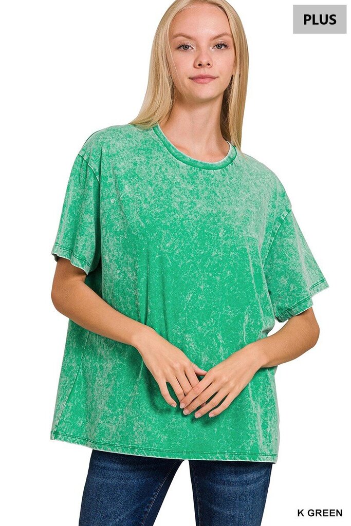 Zenana, Top,Washed Short Sleeve