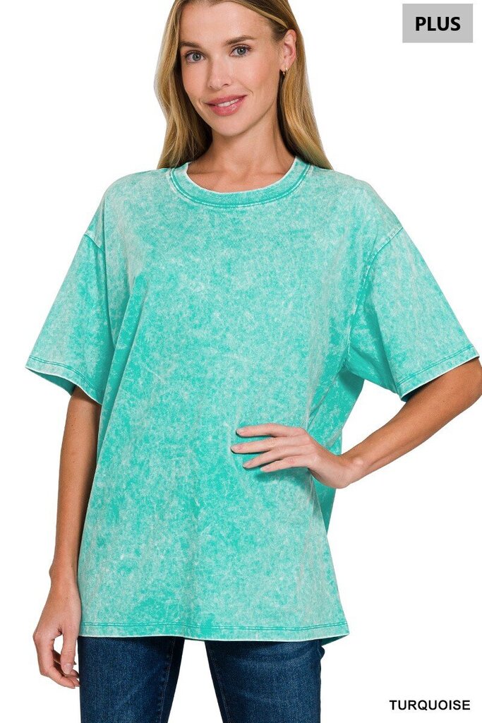 Zenana, Top,Washed Short Sleeve