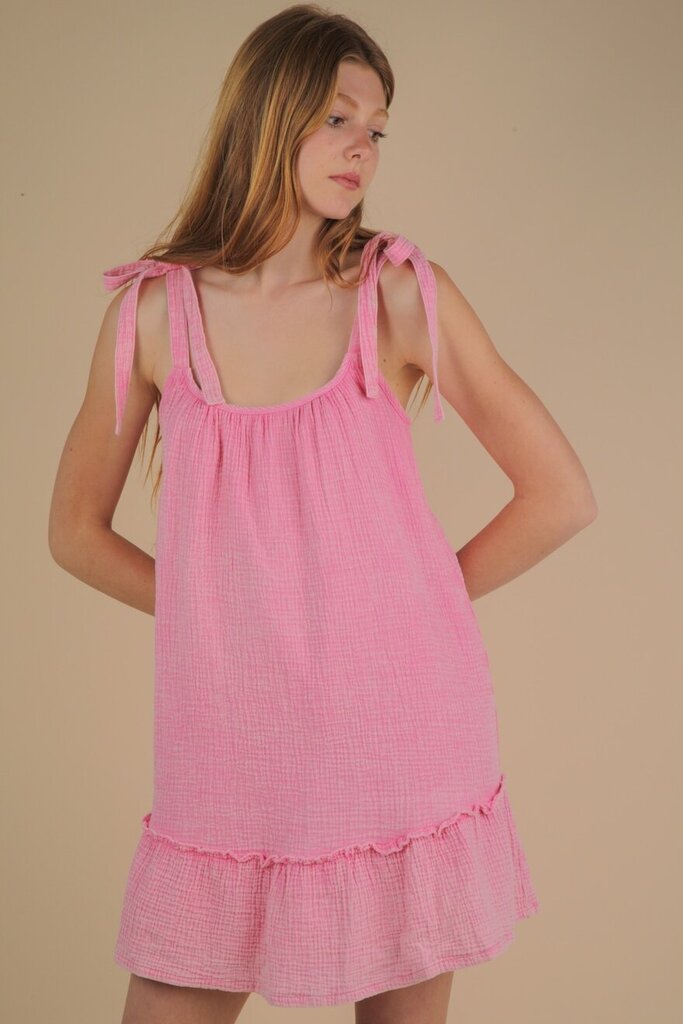 Very J, Dress,Tie Shoulder Ruffle Trim
