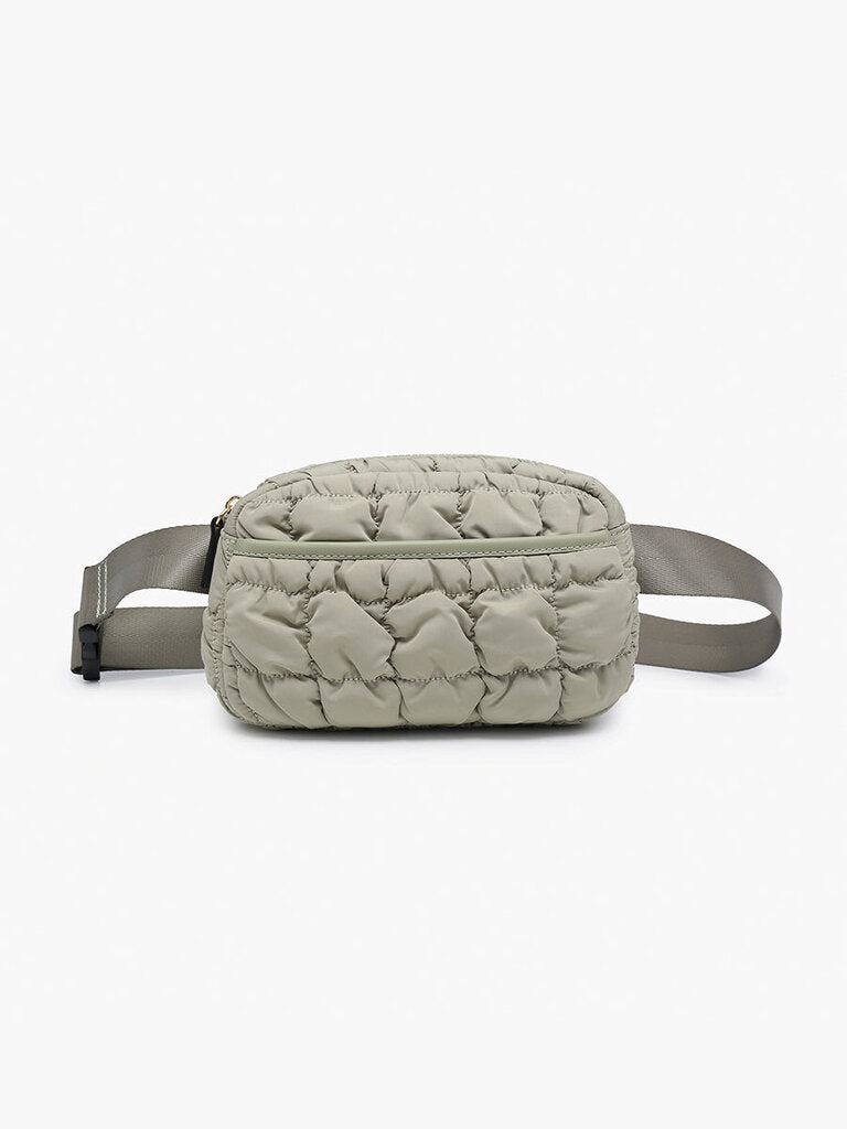 JEN & CO, Bags,Chrissy Quilted Belt Bag,Sage