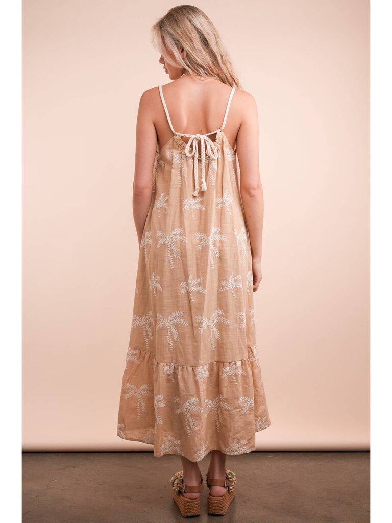Very J, Dress,Palm Tree Embroidered