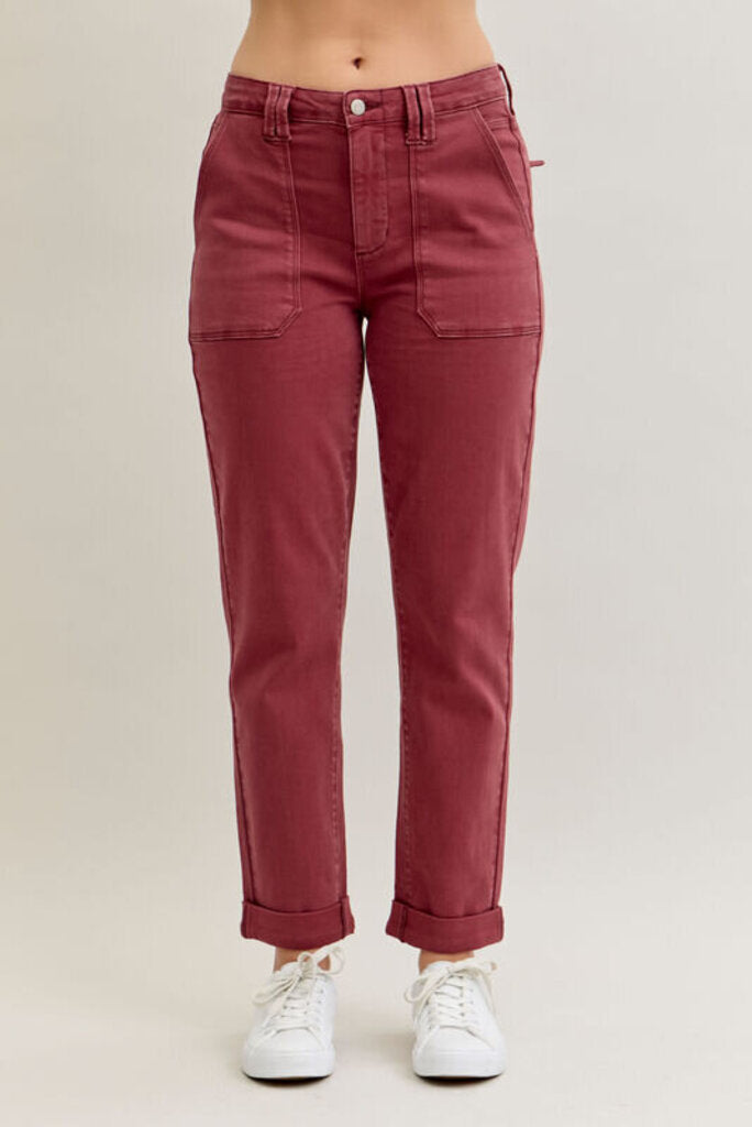 Judy Blue, Jeans,HW Aurora Garment Dyed Cuffed