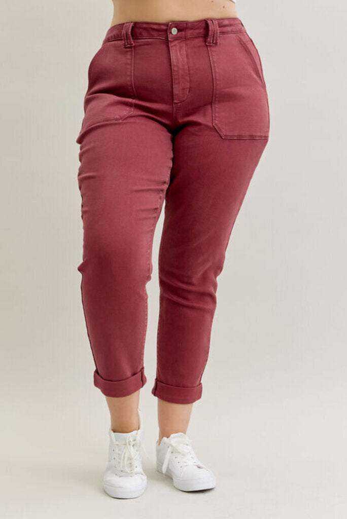 Judy Blue, Jeans,HW Aurora Garment Dyed Cuffed