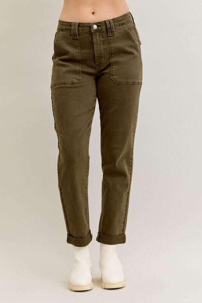 Judy Blue, Jeans,HW Aurora Garment Dyed Cuffed