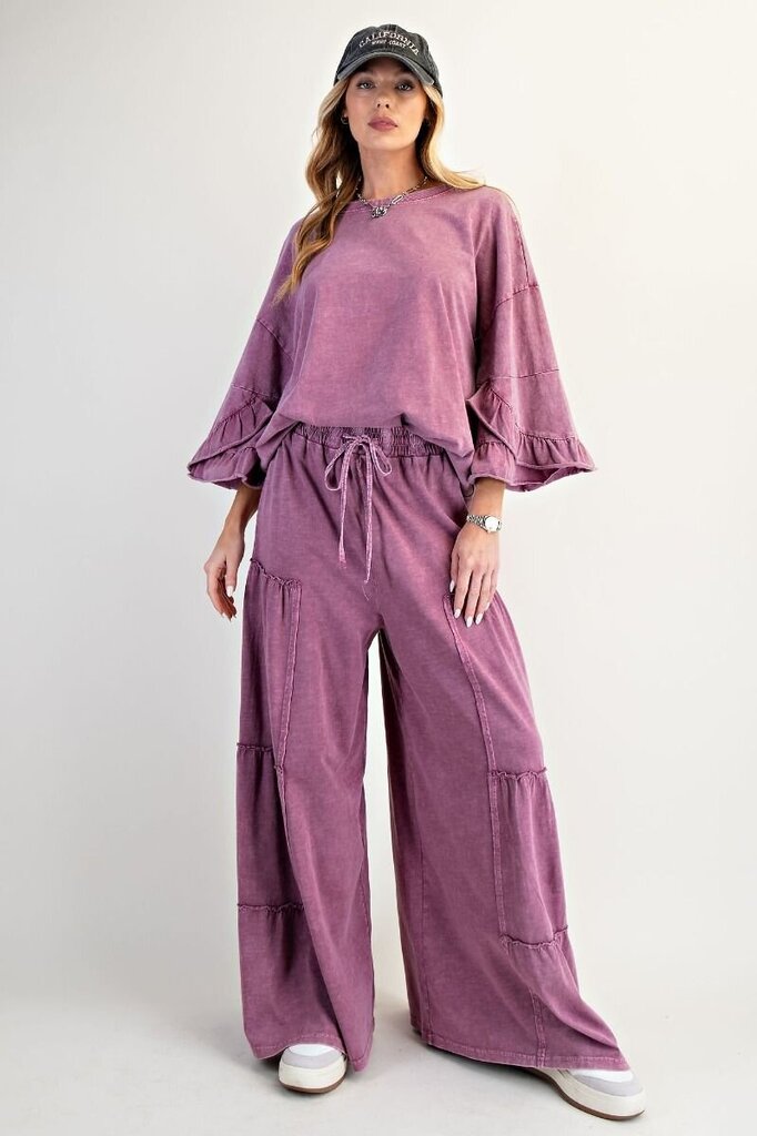 easel, Top,Wing Ruffle SL Slub Knit