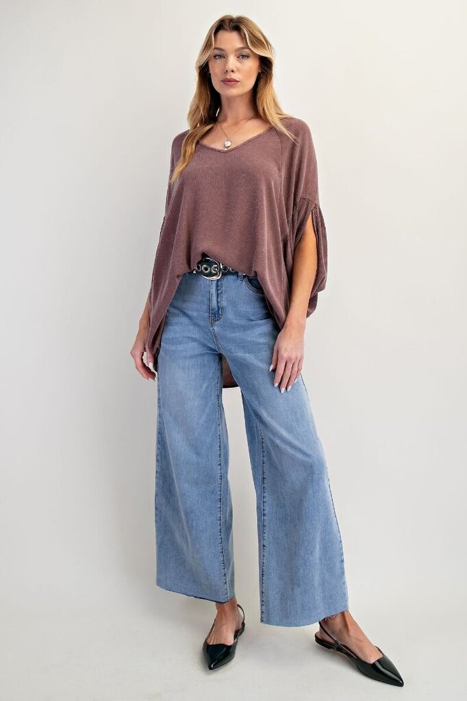 easel, Top,Dolman SL Gauze,Red Bean,L